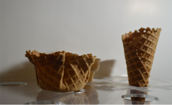 Photo of waffle cones.