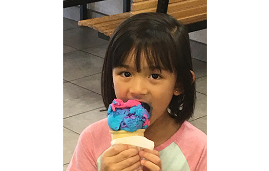 Photo of girl eating ice cream.